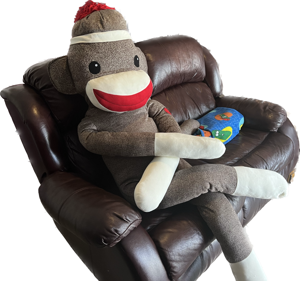 monkey looking better sitting on couch